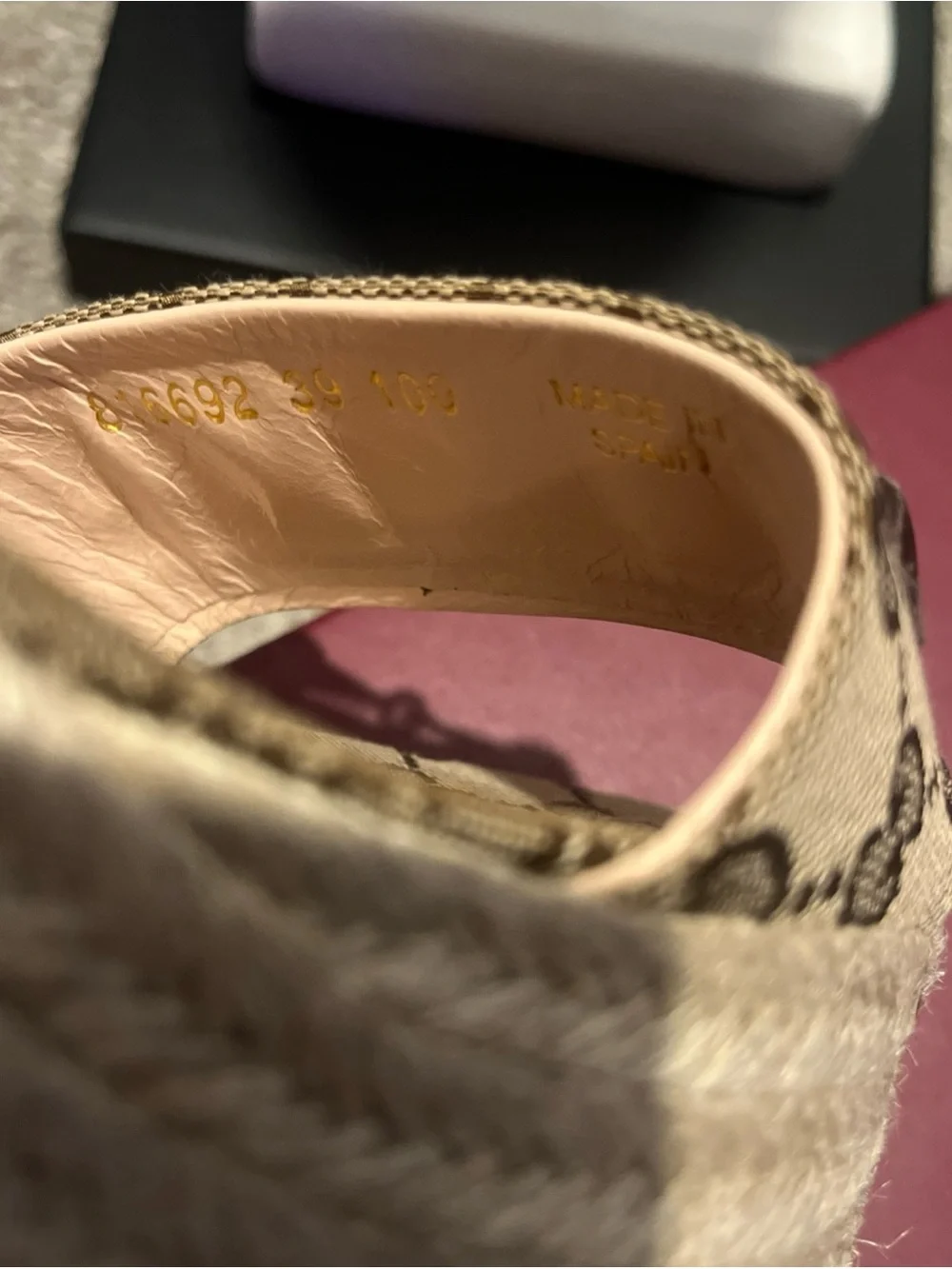 Gucci Brown Monogram Platform Espadrille Sandals with Gold Hardware